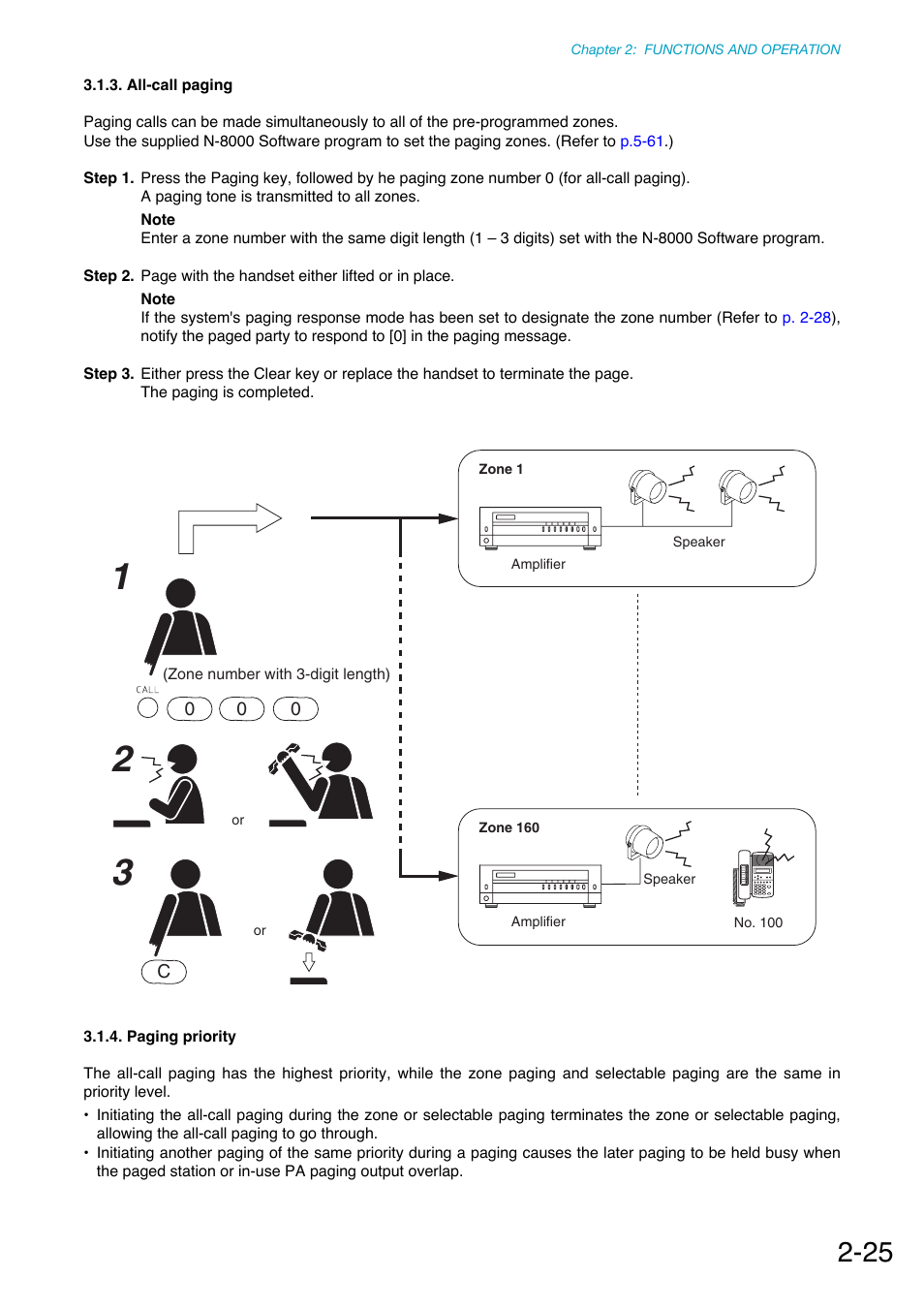 All-call paging, Paging priority, P. 2-25 | Toa N-8000 Series Ver.1.41 User Manual | Page 77 / 269