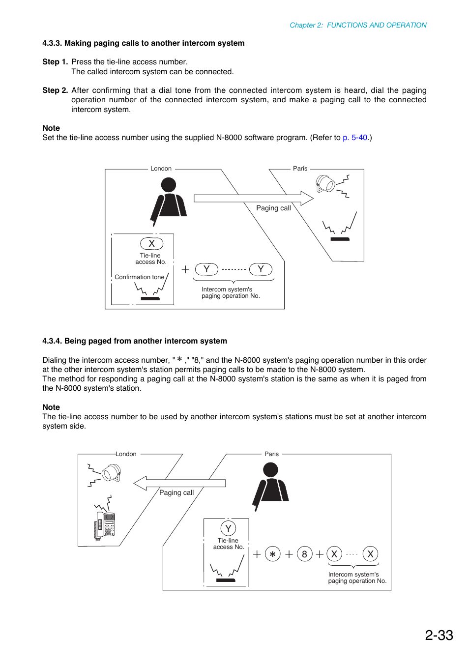 Making paging calls to another intercom system, Xy y, Yx x 8 | Toa N-8000 Series Ver.1.41 User Manual | Page 85 / 269