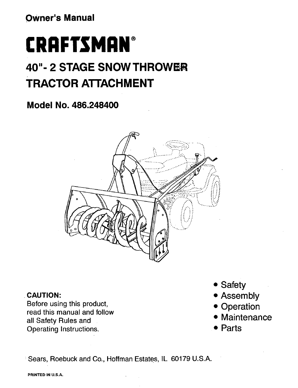 Craftsman 486.248400 User Manual | 24 pages