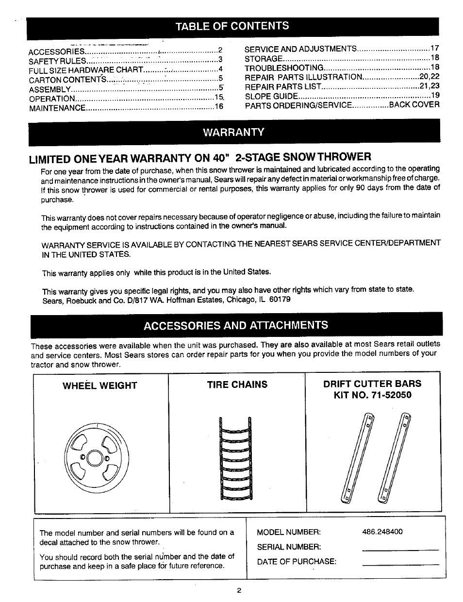 Craftsman 486.248400 User Manual | Page 2 / 24
