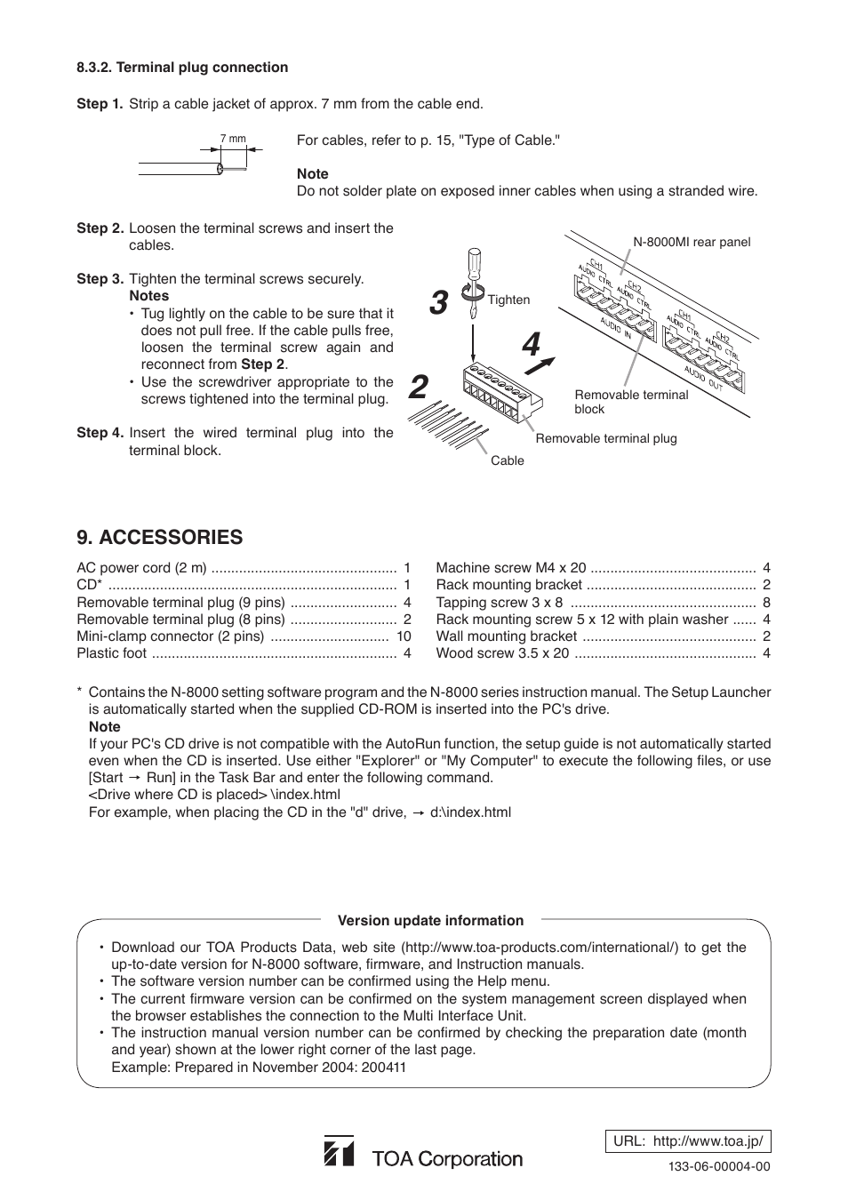 Accessories | Toa N-8000MI User Manual | Page 16 / 16