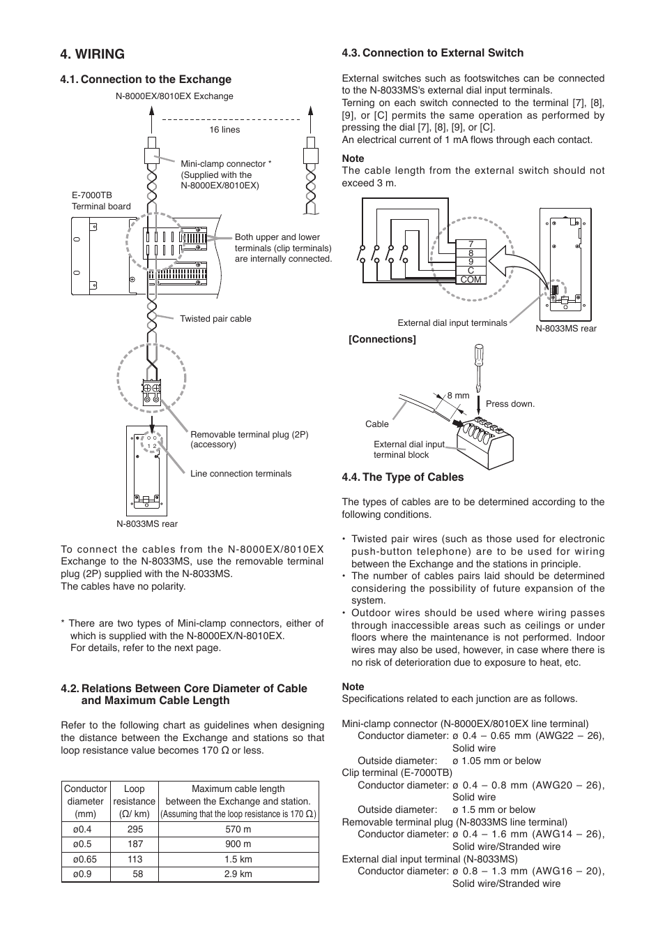 Wiring | Toa N-8033MS User Manual | Page 3 / 4