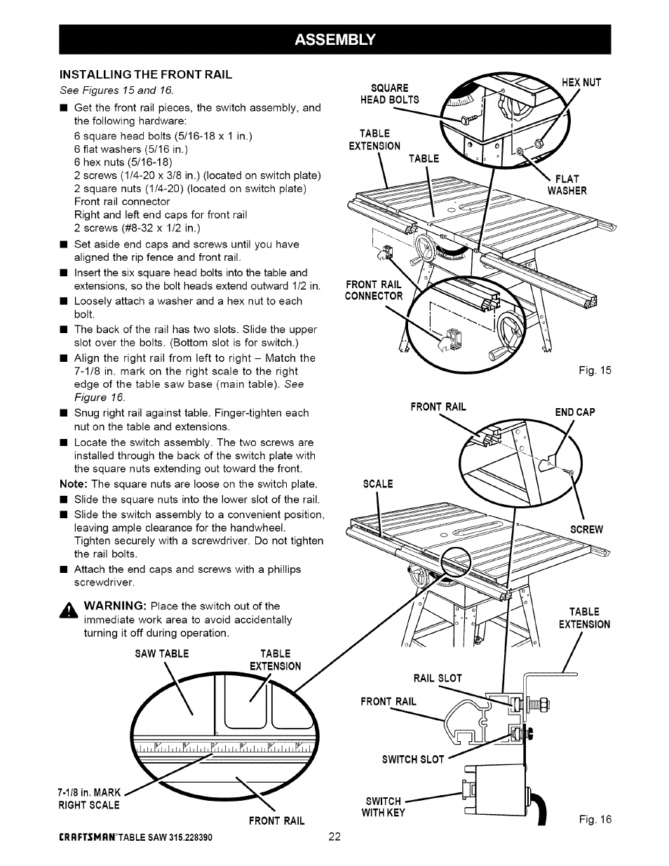 Assembly | Craftsman 315.228390 User Manual | Page 22 / 66