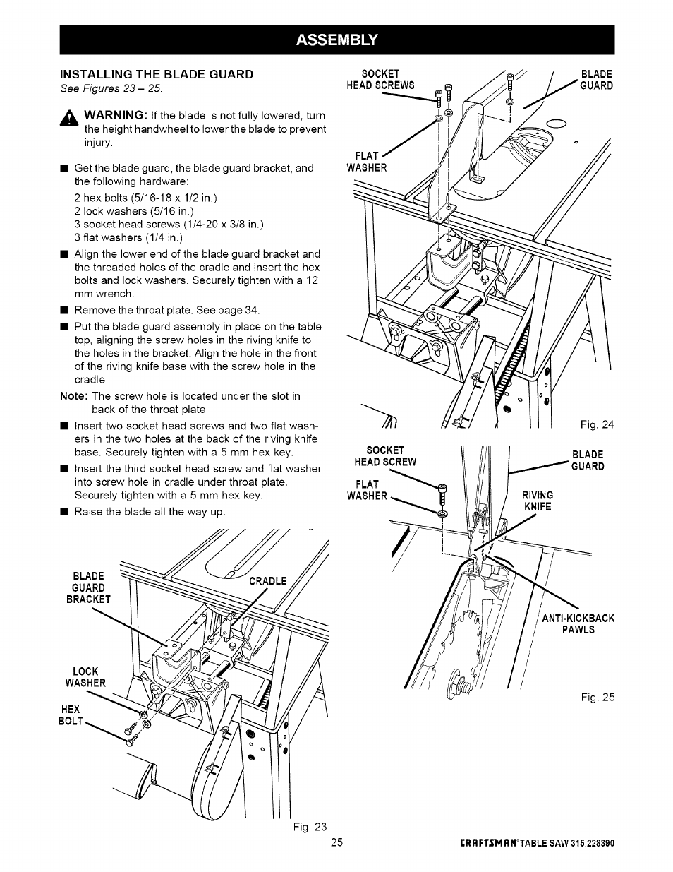 Assembly | Craftsman 315.228390 User Manual | Page 25 / 66