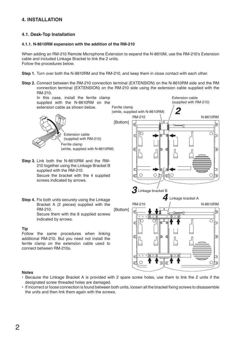 Installation, Desk-top installation | Toa N-8610RM User Manual | Page 2 / 8