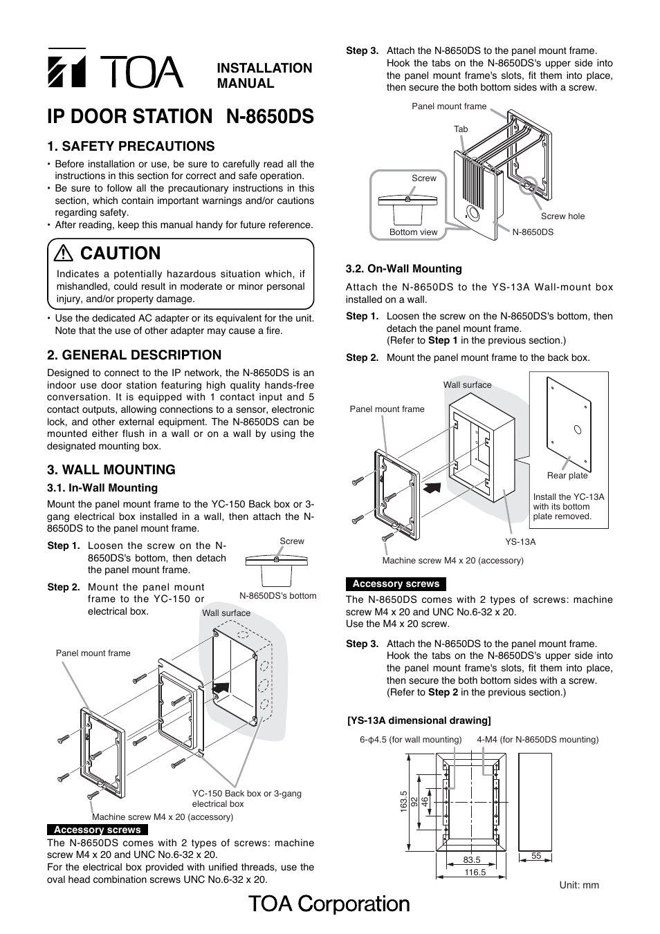 Toa N-8650DS User Manual | 2 pages