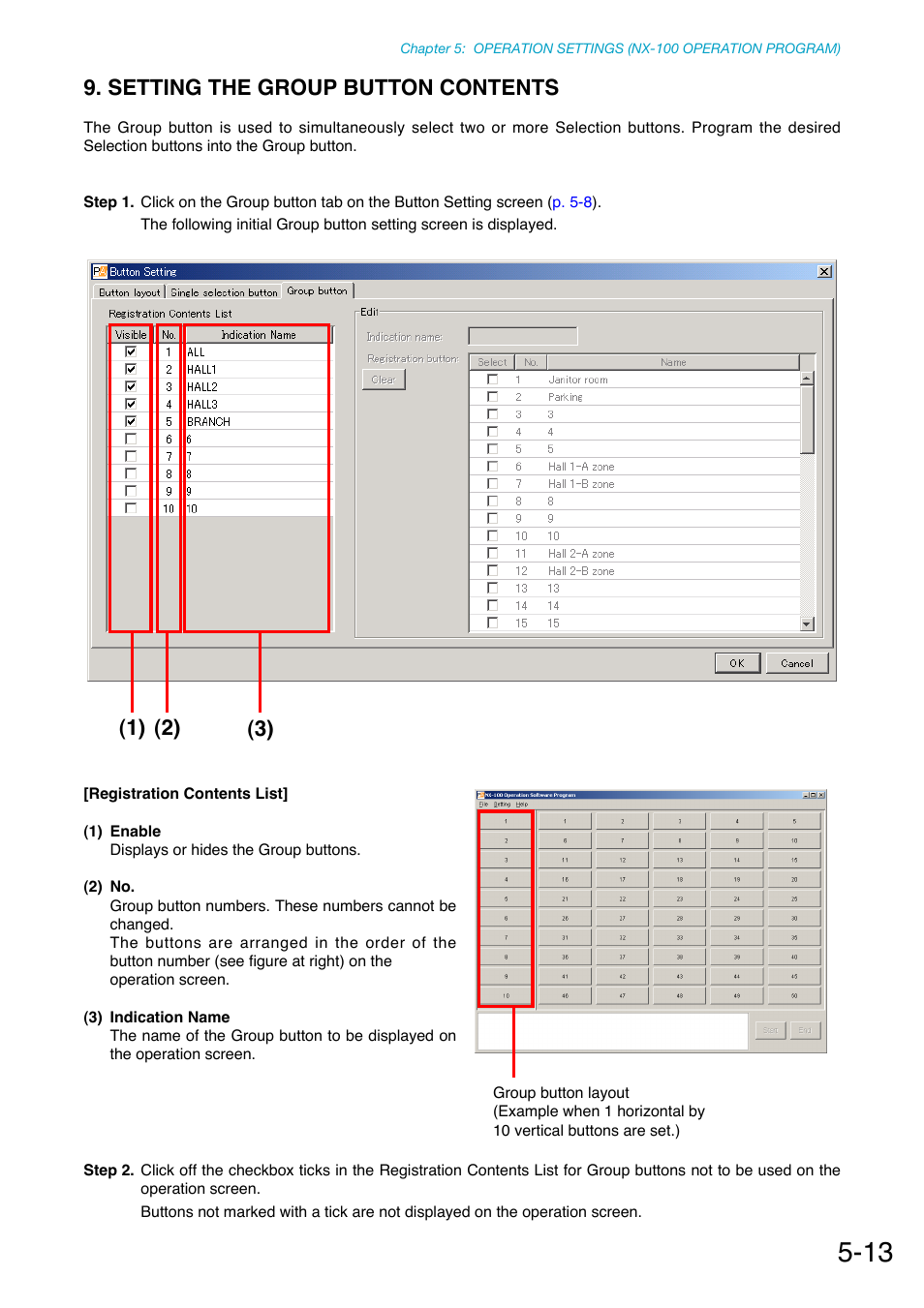 Setting the group button contents | Toa NX-100S Installation User Manual | Page 101 / 117