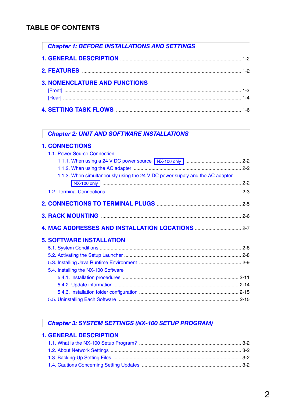 Toa NX-100S Installation User Manual | Page 2 / 117