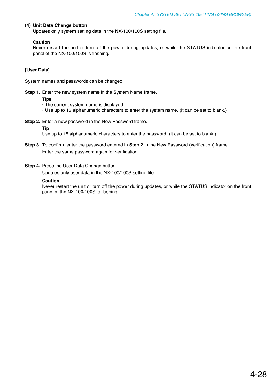 To change them, refer to, P. 4-28 | Toa NX-100S Installation User Manual | Page 85 / 117