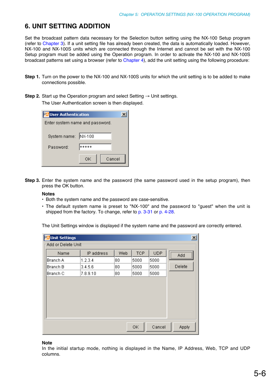 Unit setting addition | Toa NX-100S Installation User Manual | Page 94 / 117