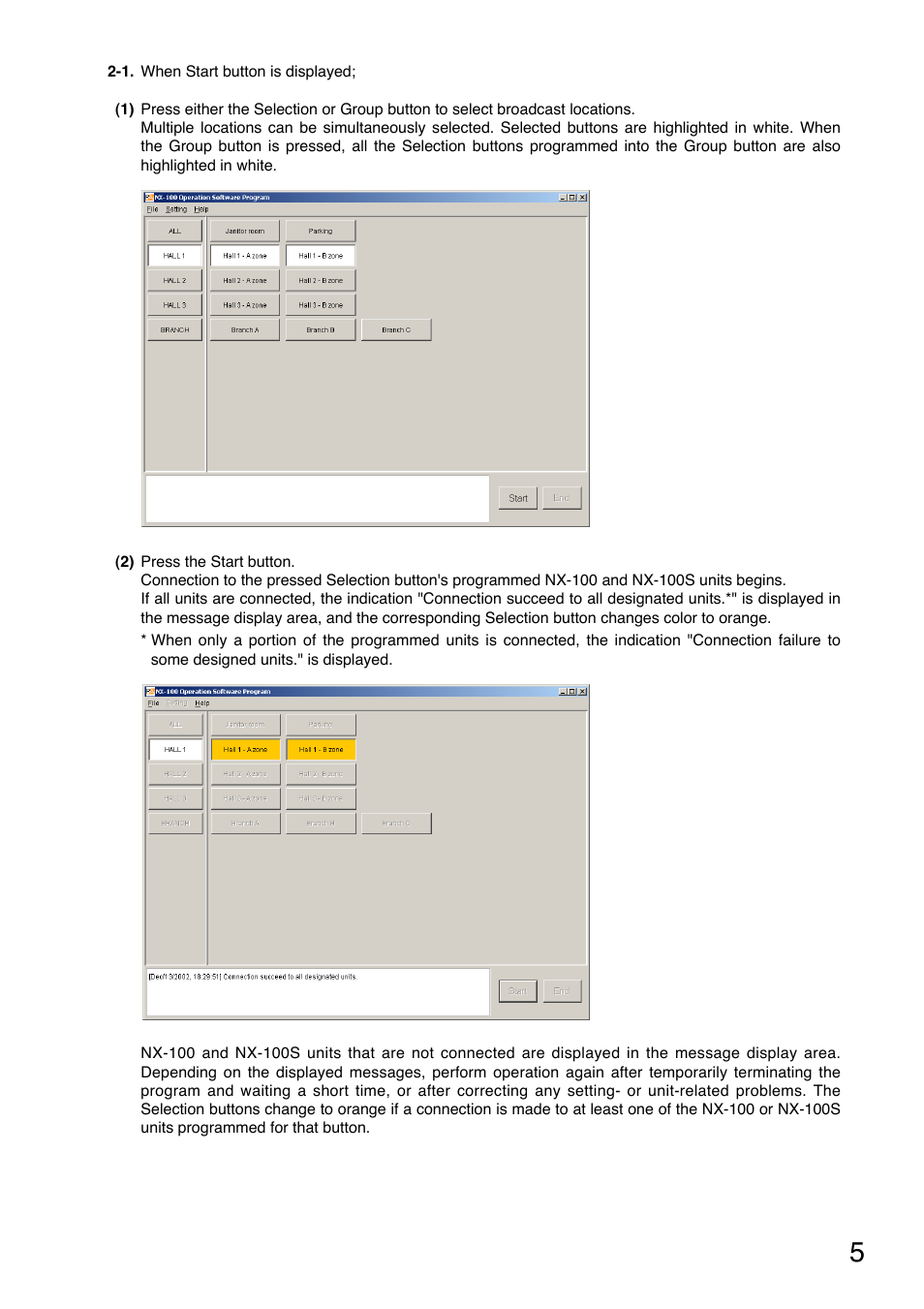 When start button is displayed, refer to, P. 5 | Toa NX-100S Manual User Manual | Page 5 / 7