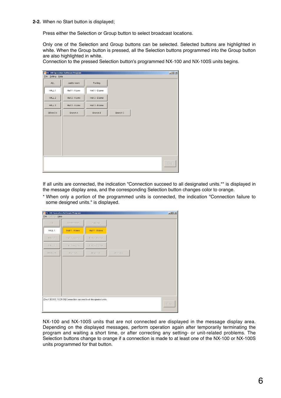 When no start button is displayed, refer to, P. 6 | Toa NX-100S Manual User Manual | Page 6 / 7