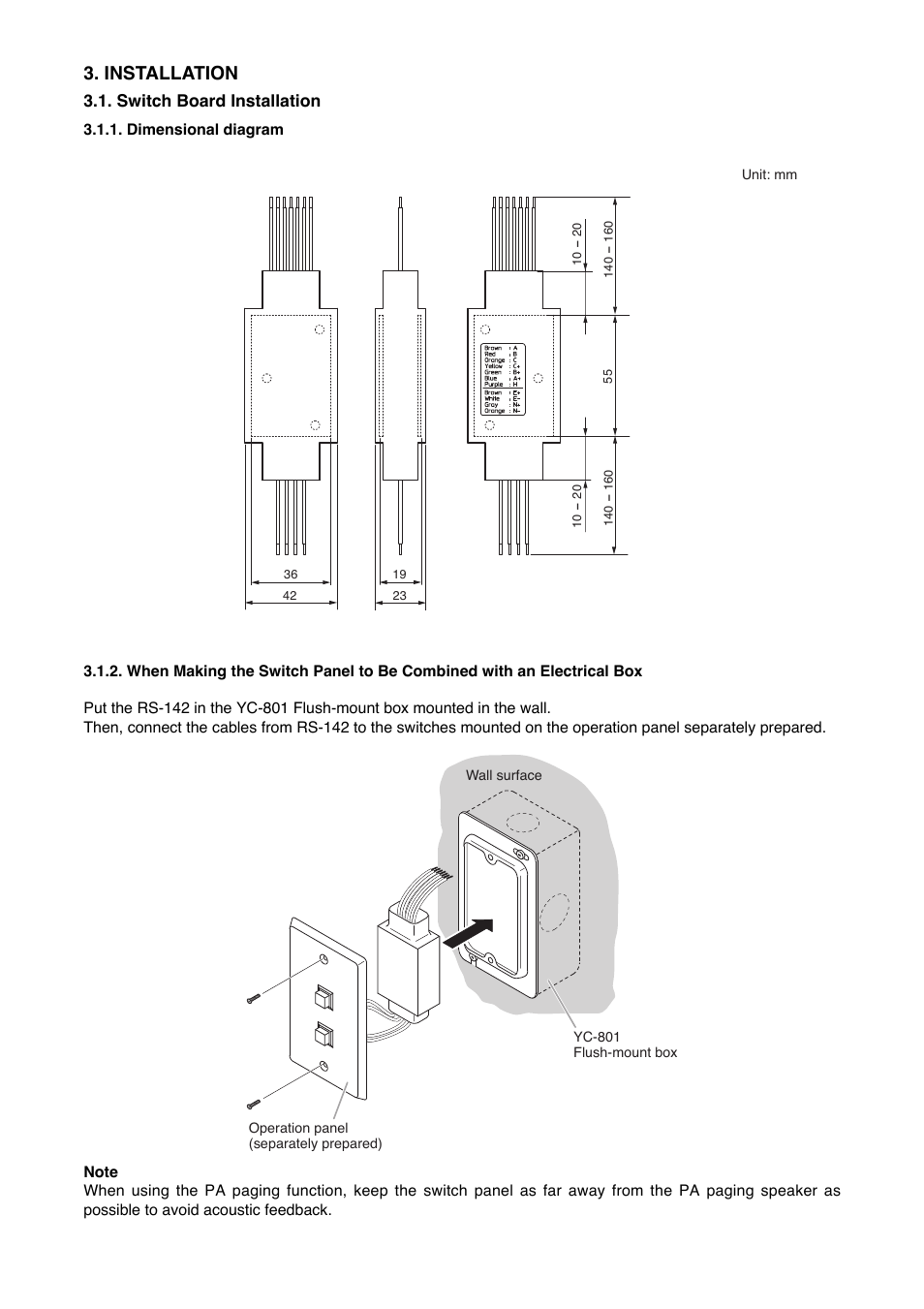 Installation | Toa RS-142 User Manual | Page 3 / 4