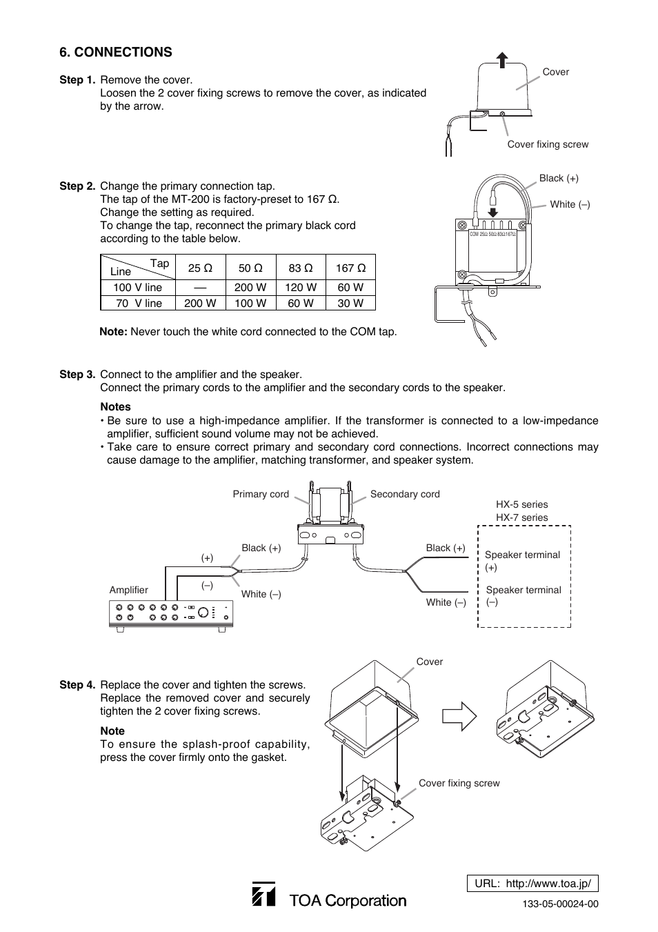 Connections | Toa MT-200 User Manual | Page 4 / 4