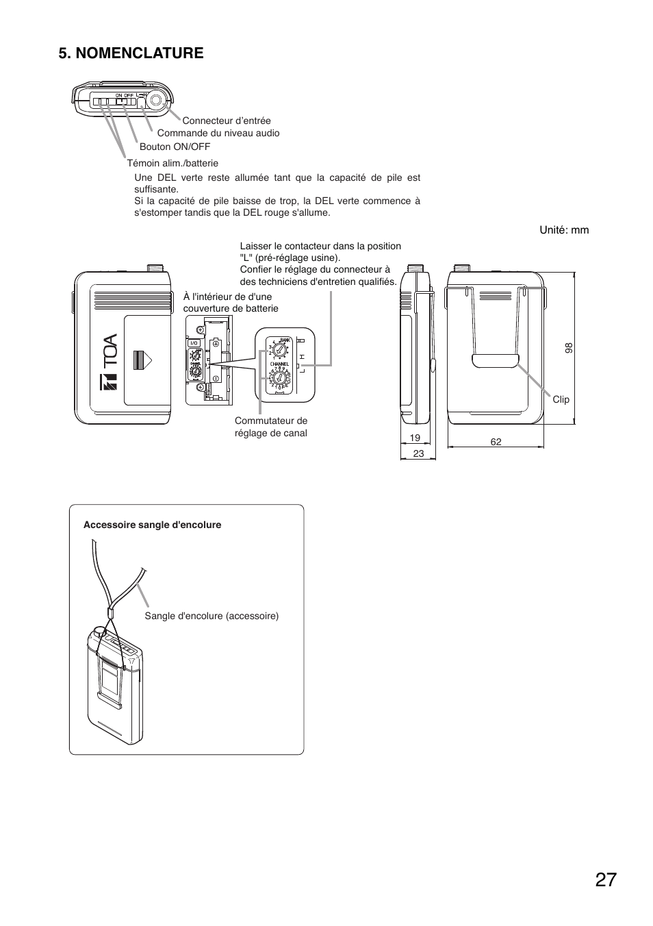 Nomenclature | Toa WM-5325 User Manual | Page 27 / 64