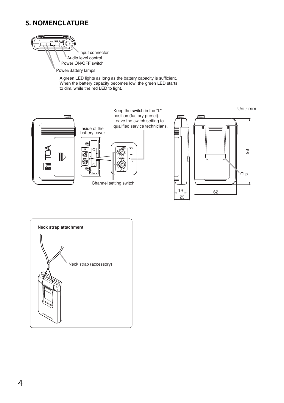 Nomenclature | Toa WM-5325 User Manual | Page 4 / 64