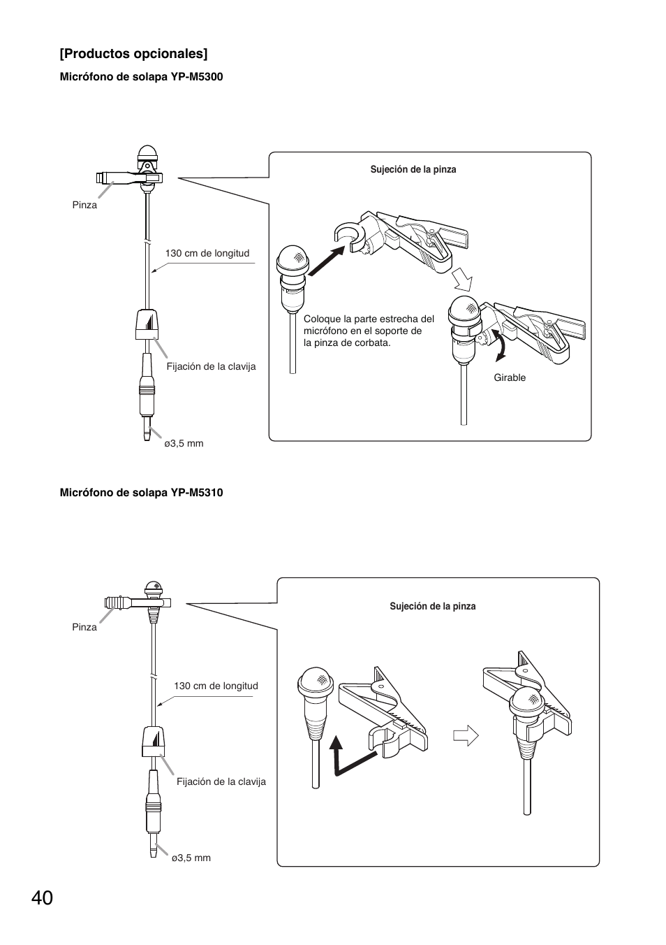 Productos opcionales | Toa WM-5325 User Manual | Page 40 / 64