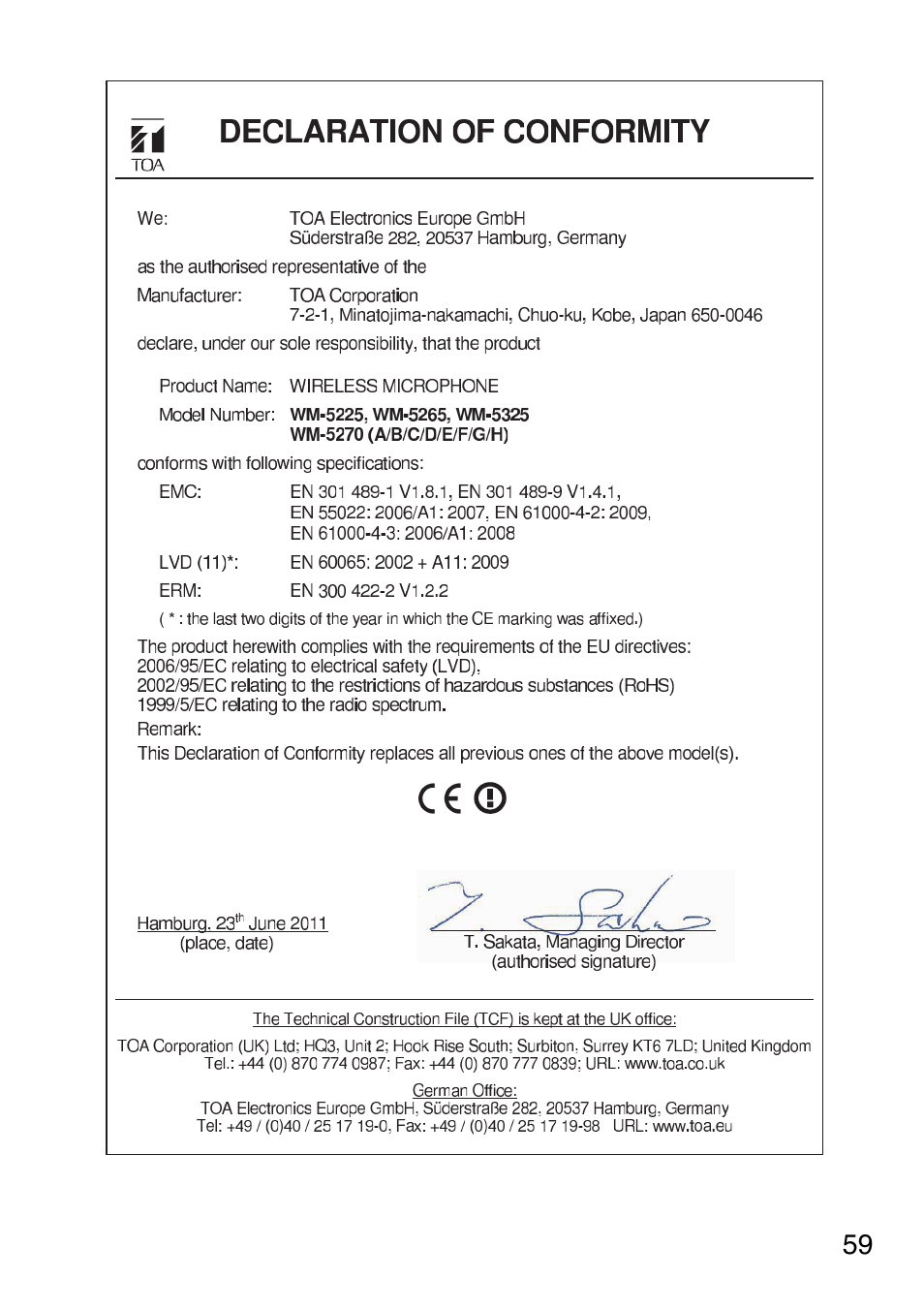 Toa WM-5325 User Manual | Page 59 / 64