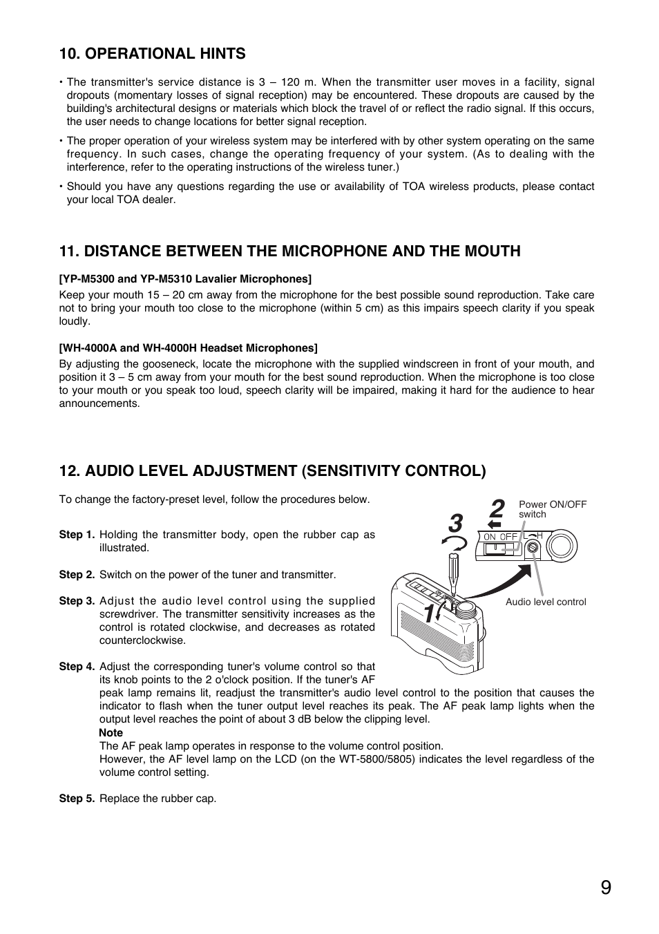 Toa WM-5325 User Manual | Page 9 / 64