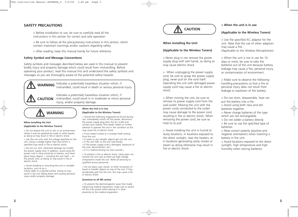 Toa WS-300 User Manual | Page 3 / 10