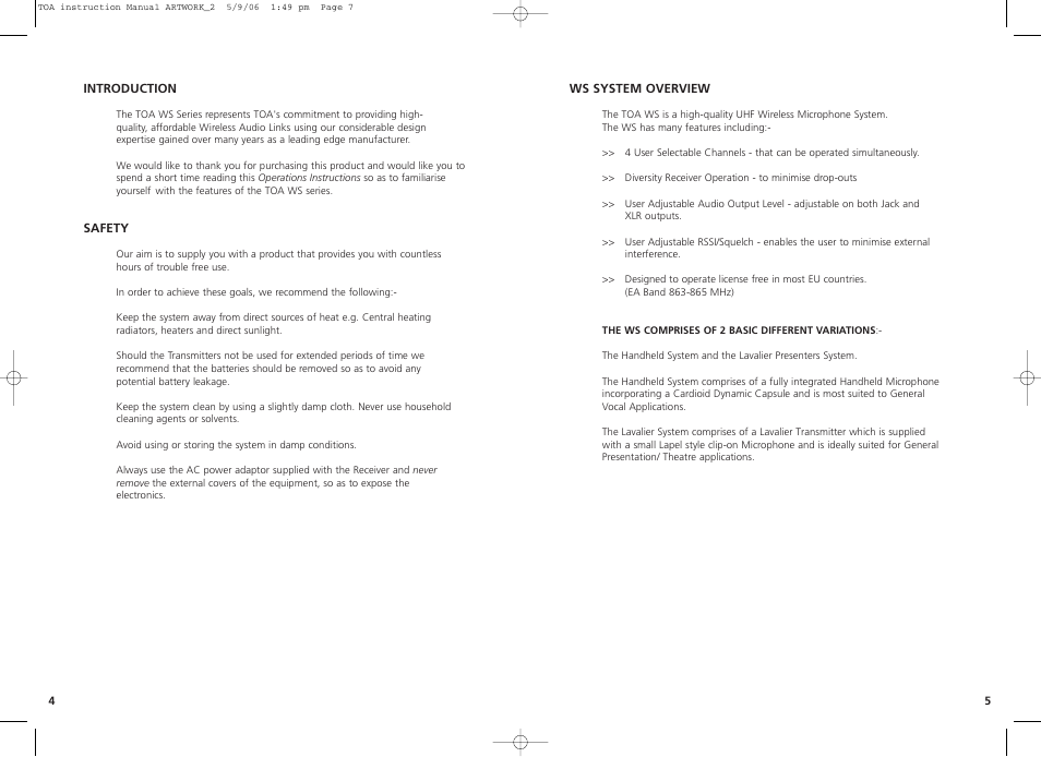 Toa WS-300 User Manual | Page 4 / 10