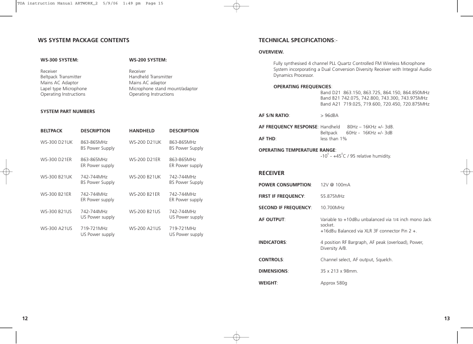 Toa WS-300 User Manual | Page 8 / 10