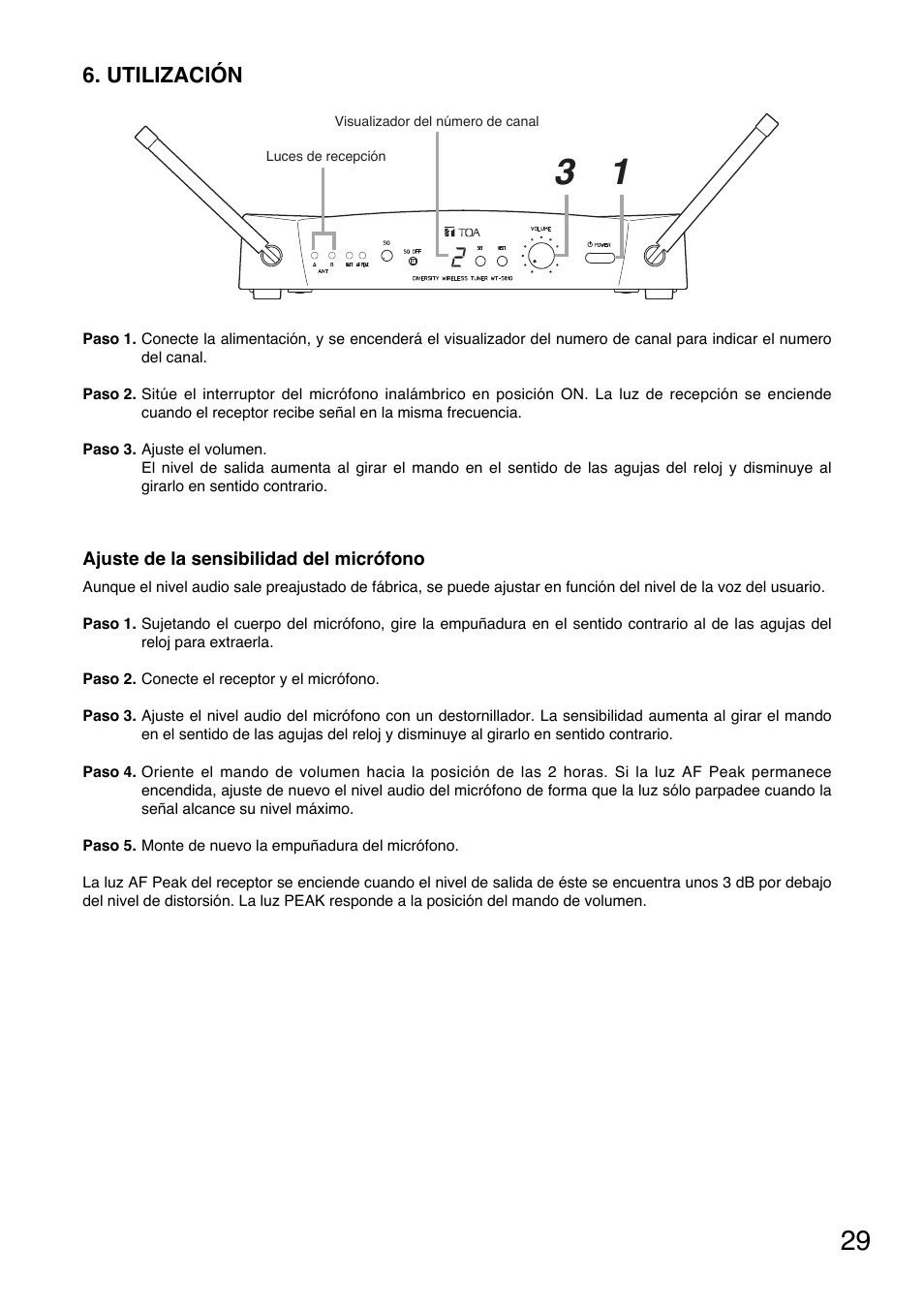 Utilización | Toa WT-5810 User Manual | Page 29 / 45