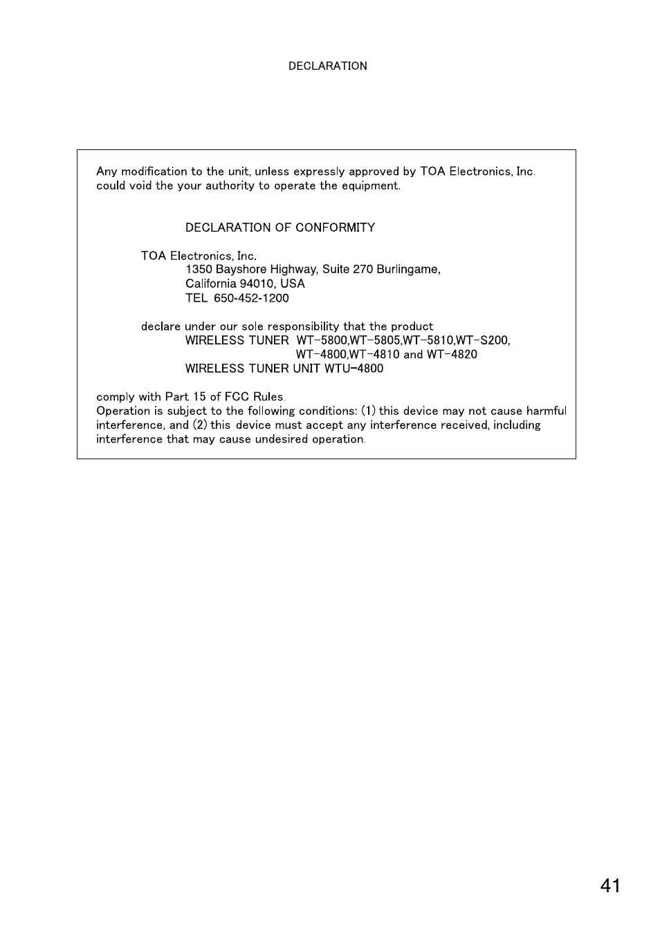 Toa WT-5810 User Manual | Page 41 / 45