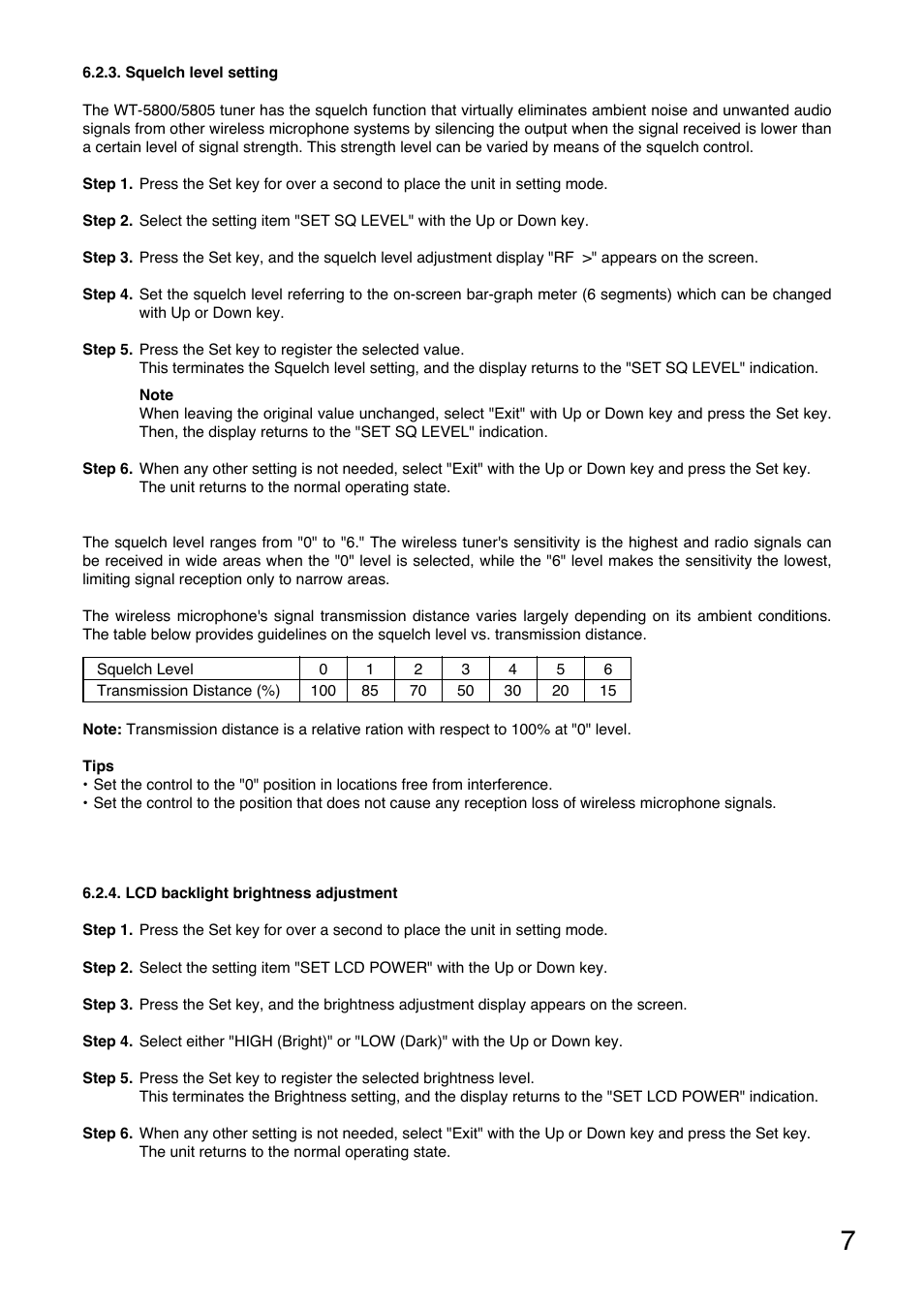 Toa WT-5805 User Manual | Page 7 / 64