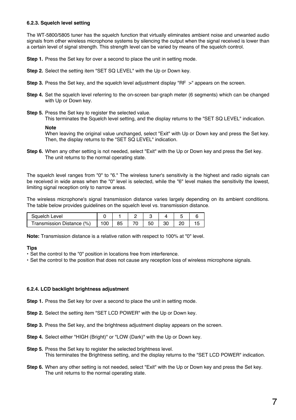 Toa WT-5805 User Manual | Page 7 / 12