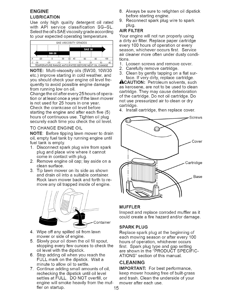 Air filter, Muffler, Spark plug | Craftsman 917.377120 User Manual | Page 15 / 56
