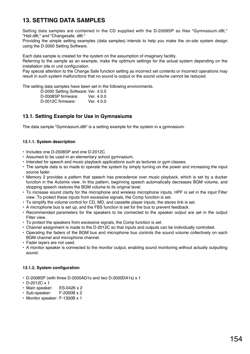 Setting data samples | Toa D-2000 Series User Manual | Page 154 / 170