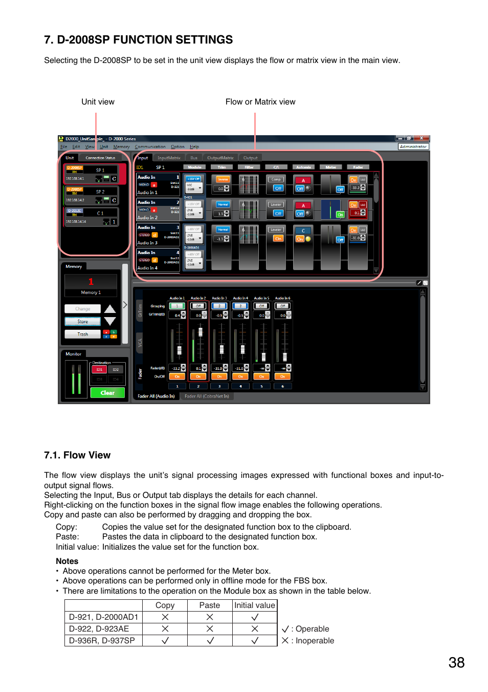 D-2008sp function settings | Toa D-2000 Series User Manual | Page 38 / 170