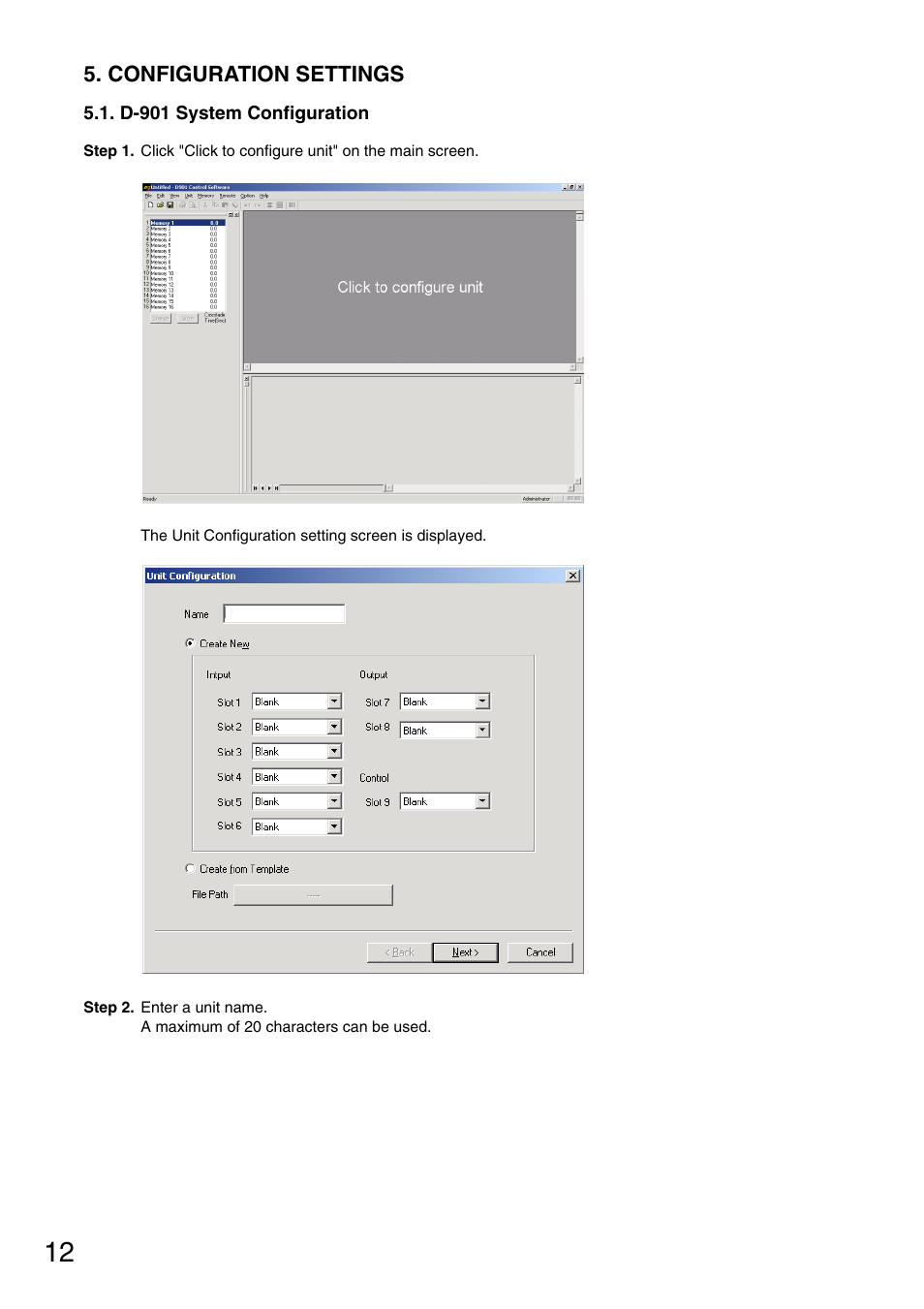 Configuration settings, D-901 system configuration, P. 12 | Toa D-901 KR User Manual | Page 12 / 83