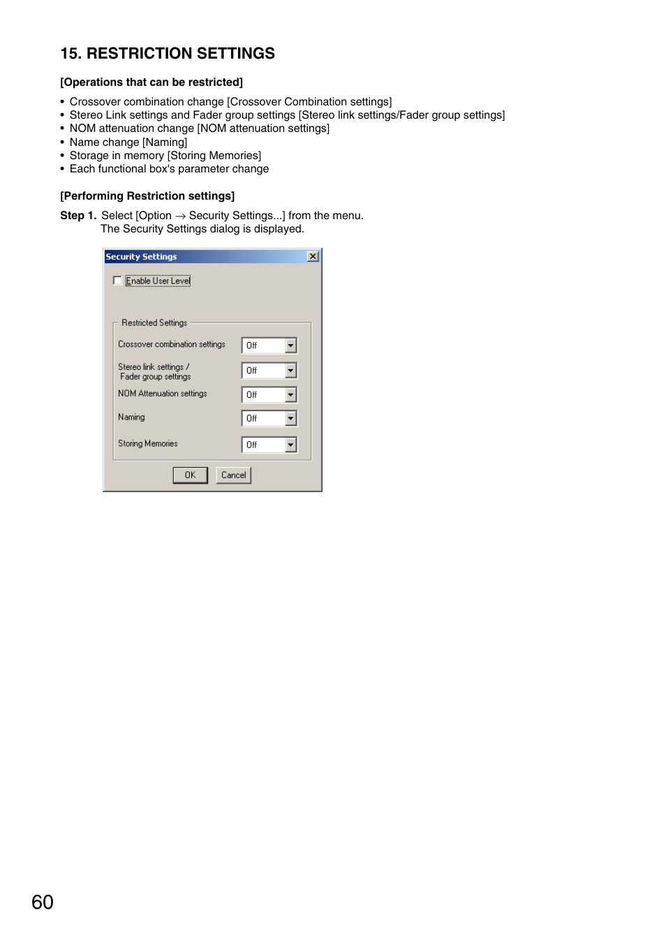 Restriction settings | Toa D-901 KR User Manual | Page 60 / 83