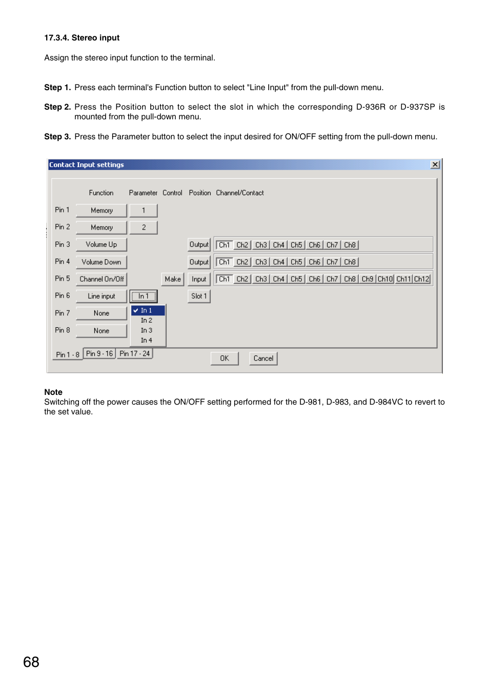 Stereo input | Toa D-901 KR User Manual | Page 68 / 83