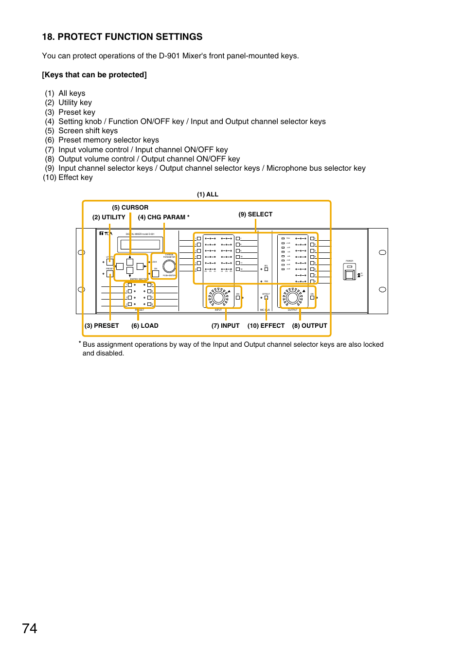 Protect function settings | Toa D-901 KR User Manual | Page 74 / 83