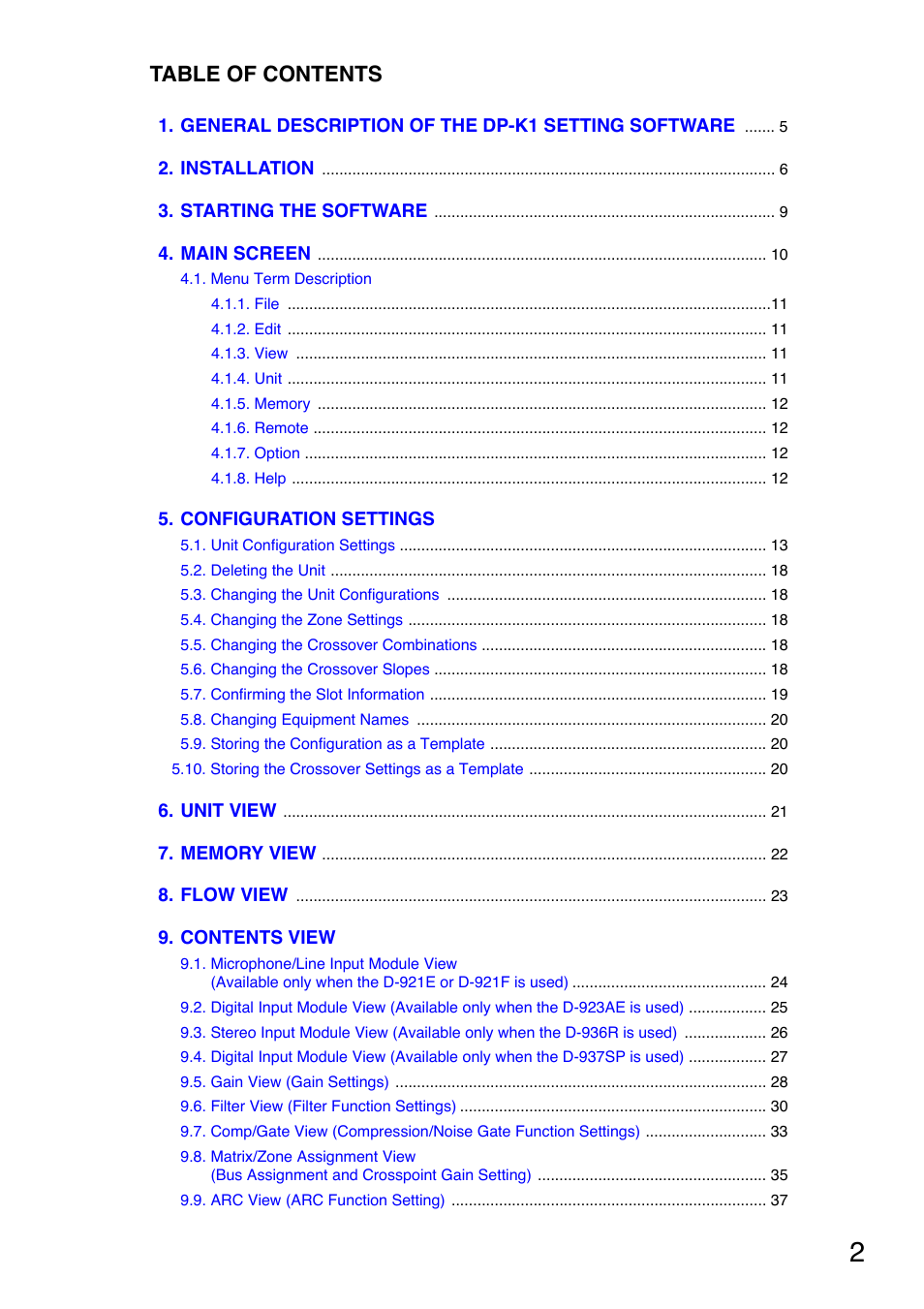 Toa DP-K1 User Manual | Page 2 / 102