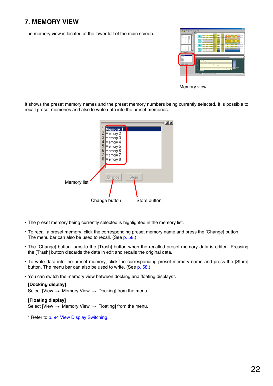 Memory view, Memory view (see, P. 22 | Toa DP-K1 User Manual | Page 22 / 102