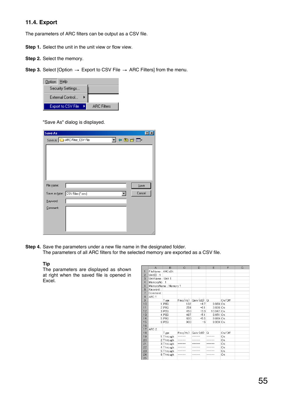 Export | Toa DP-K1 User Manual | Page 55 / 102