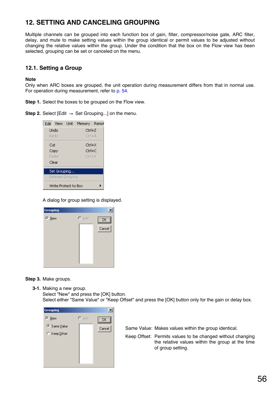 Setting and canceling grouping, Setting a group | Toa DP-K1 User Manual | Page 56 / 102