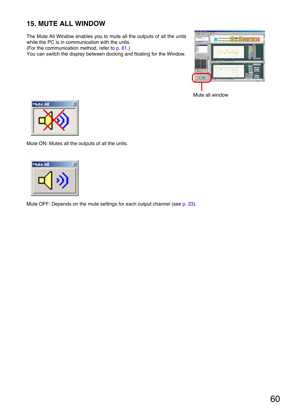 Mute all window, Shows or hides the mute all window. (see, P. 60 | Toa DP-K1 User Manual | Page 60 / 102