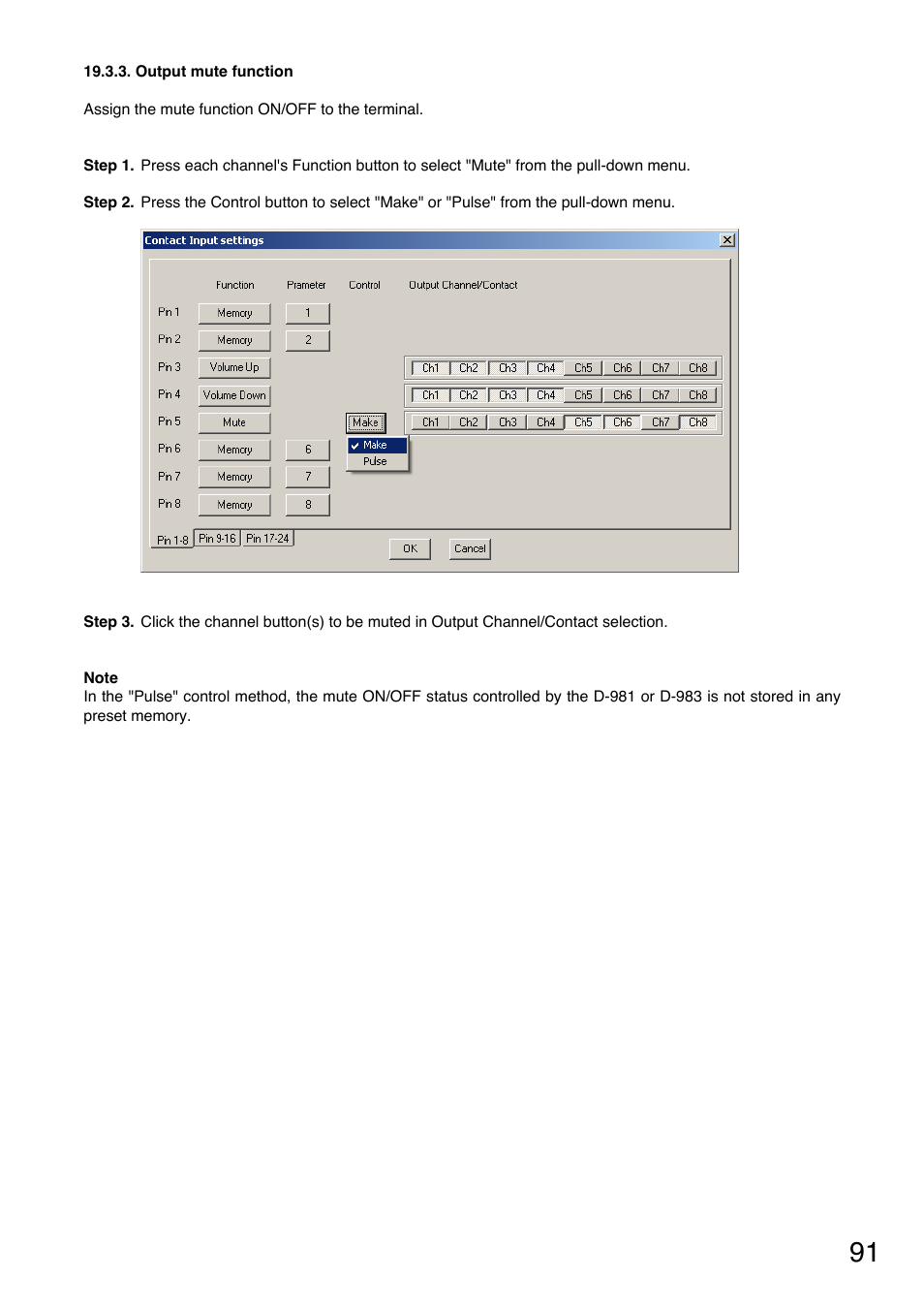 Output mute function | Toa DP-K1 User Manual | Page 91 / 102