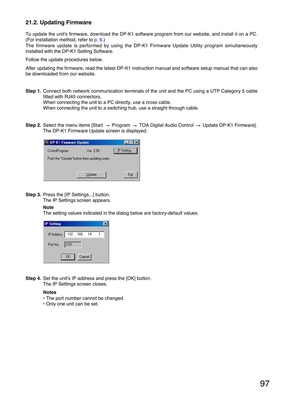 Updating firmware | Toa DP-K1 User Manual | Page 97 / 102