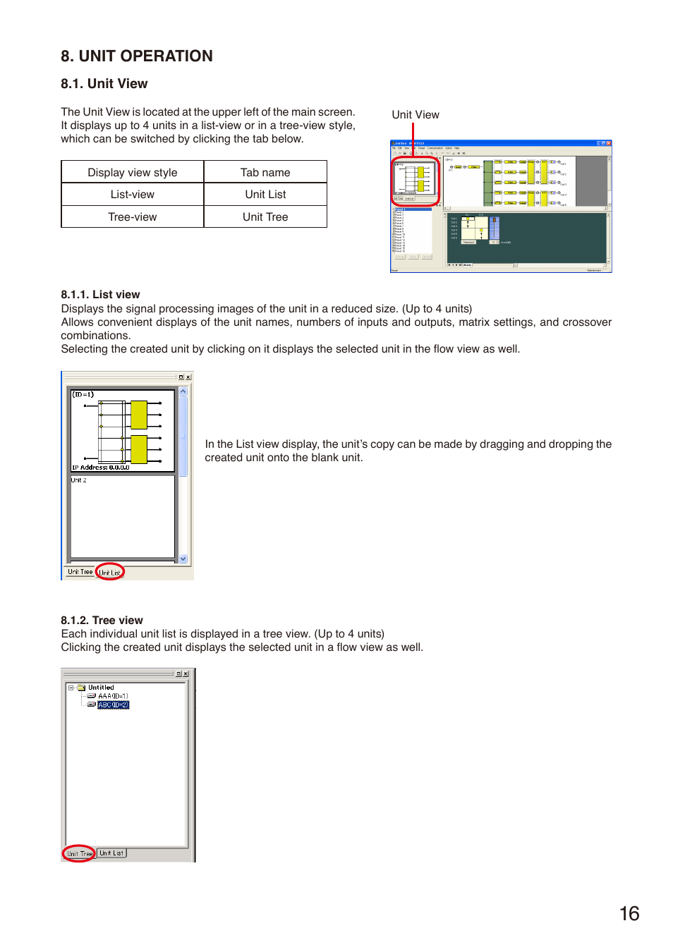 Unit operation, Unit view, See p. 16.) | Toa DP-SP3 User Manual | Page 16 / 75