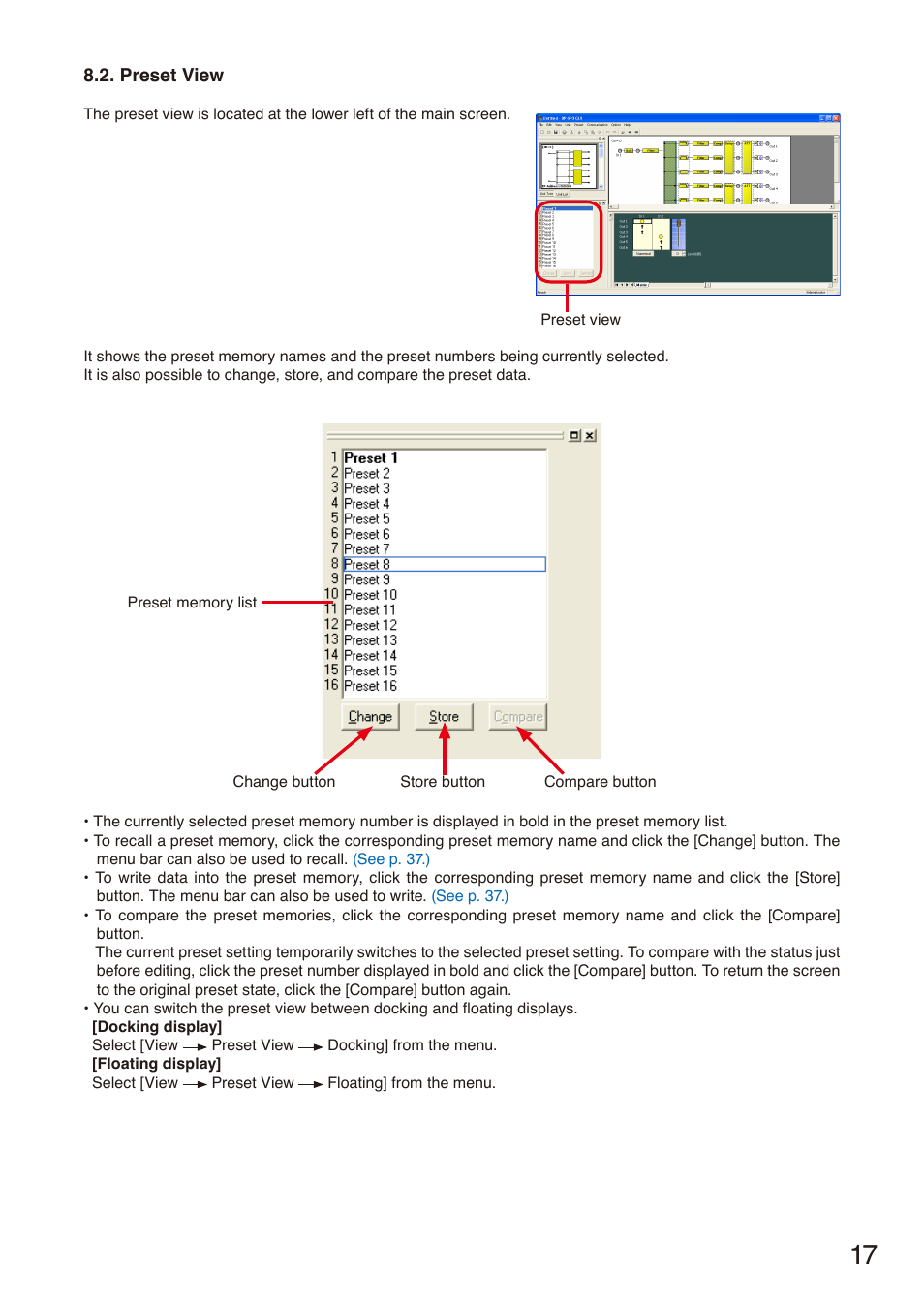 Preset view, See p. 17.) | Toa DP-SP3 User Manual | Page 17 / 75