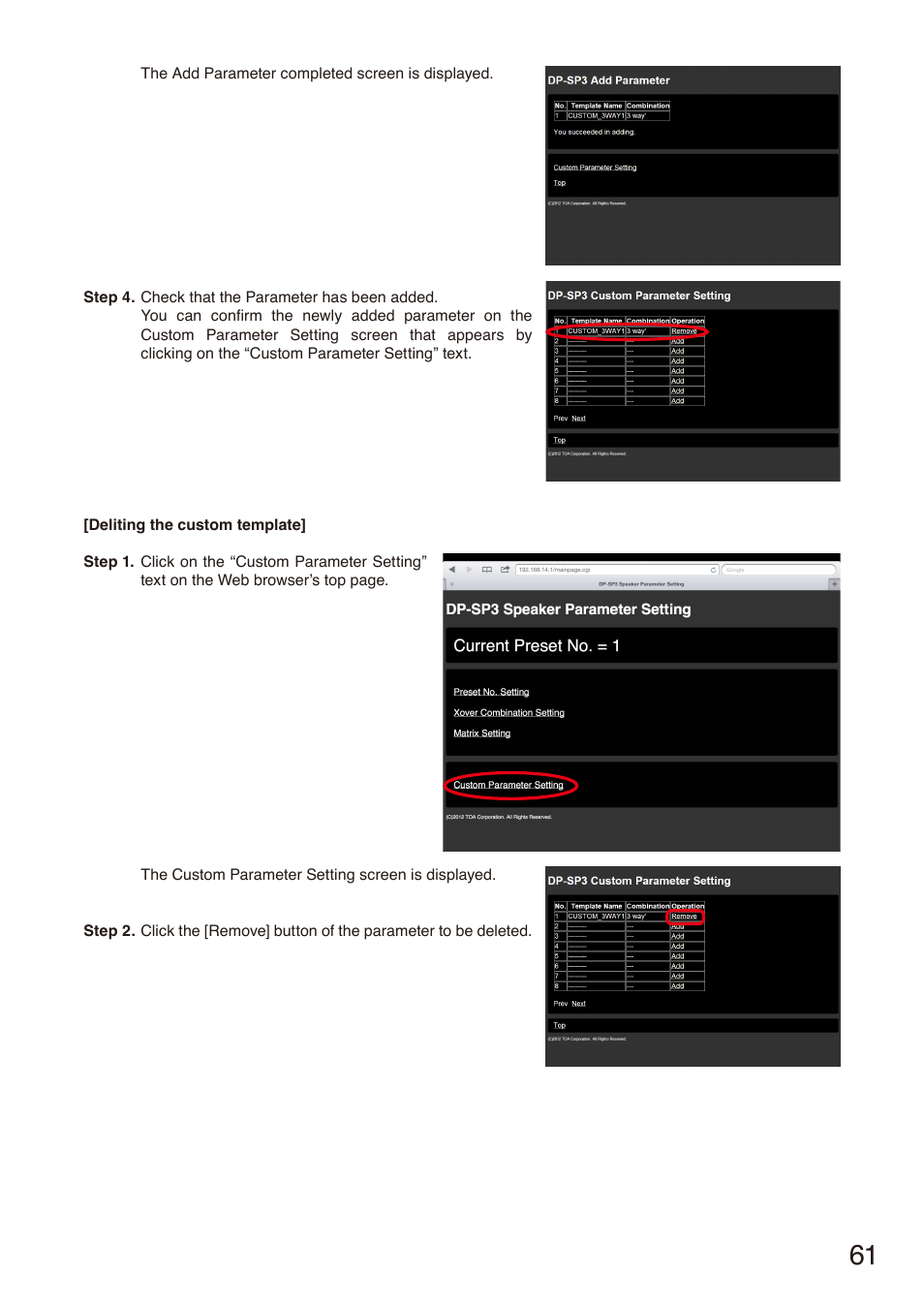 Toa DP-SP3 User Manual | Page 61 / 75