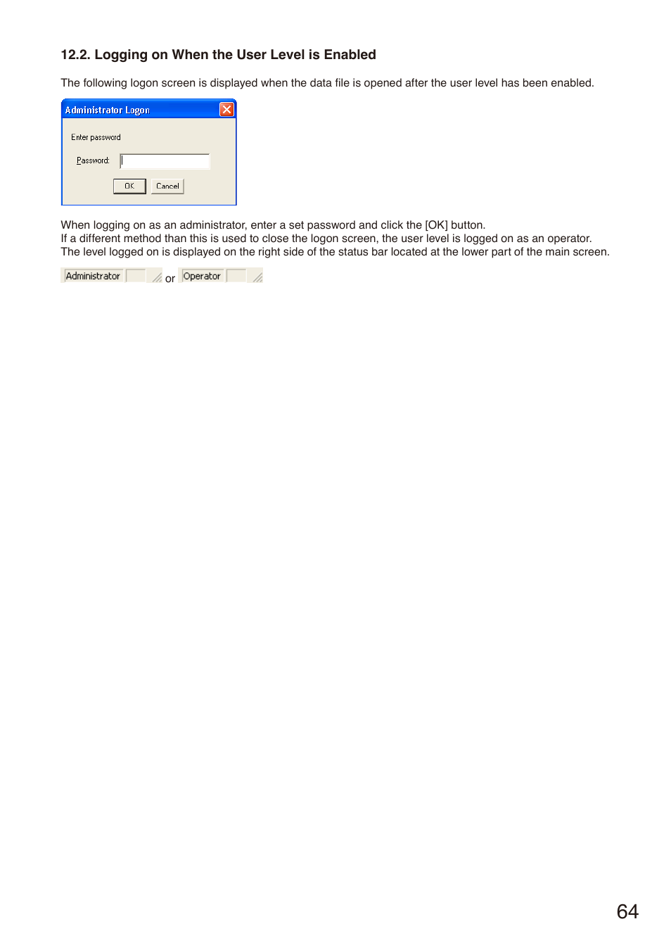 Logging on when the user level is enabled, See p. 64.) | Toa DP-SP3 User Manual | Page 64 / 75