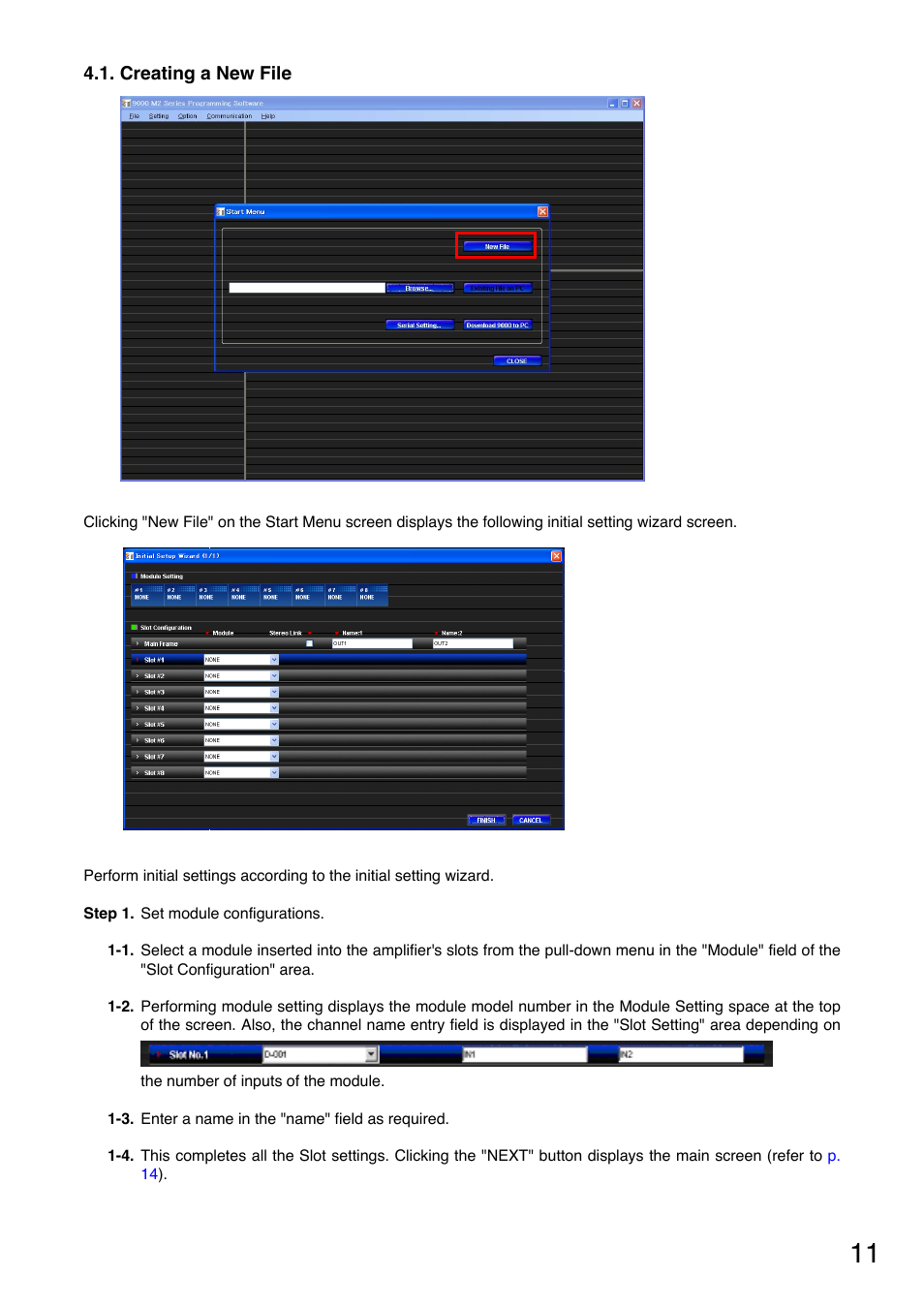 Creating a new file, Creates a new file, P. 11 | Toa M-9000M2 CE-AU User Manual | Page 11 / 65