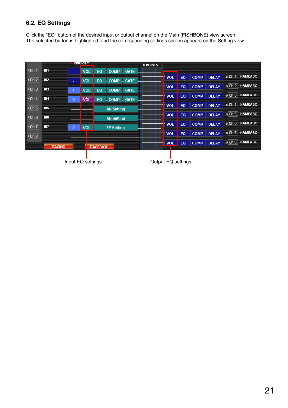 Eq settings | Toa M-9000M2 CE-AU User Manual | Page 21 / 65